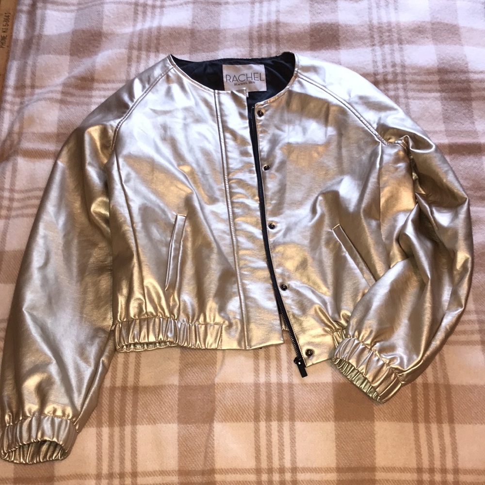 Rachel Roy gold vegan leather jacket XL